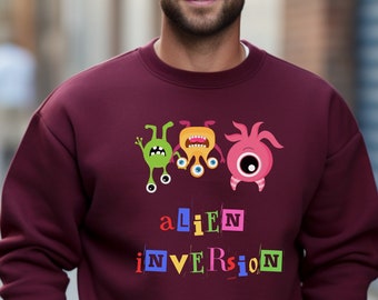 Alien Inversion Invasion Sweatshirt, Geeky Gift Shirt, Colorful Alien Gift Shirt, Play on Words Alien Shirt, Alien Lover Shirt, UFO Shirt