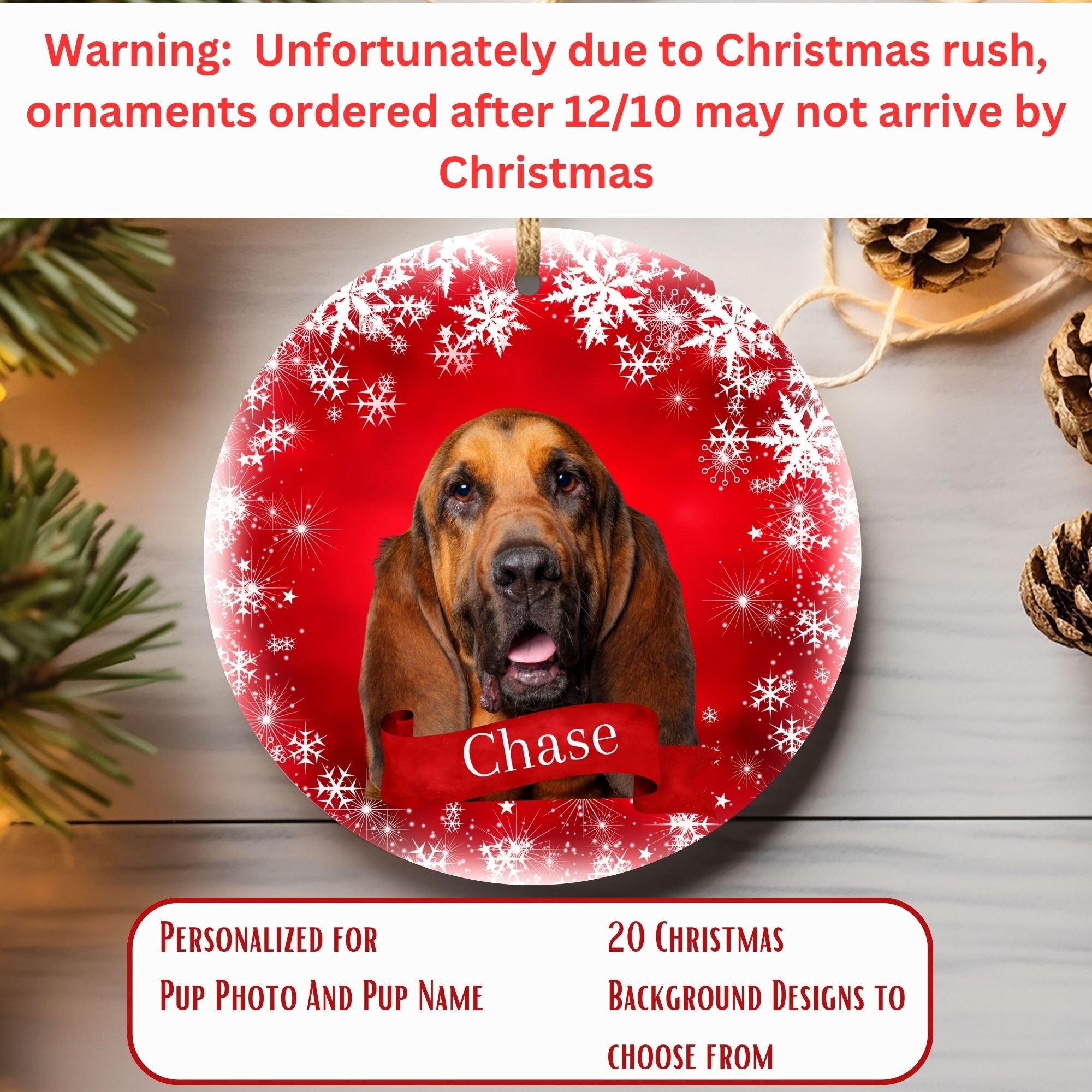 Personalized Bloodhound Ceramic Ornament custom Dog Photo Ornament dog personalized-bloodhound-ceramic-ornament-custom-dog-photo-ornament-dog