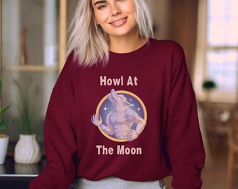Howl at the Moon Werewolf Halloween Sweatshirt, Fun Spooky Season, Halloween Shirt Gift, Werewolf Lover Gift, Fun Shirt Gift, Fall Shirt
