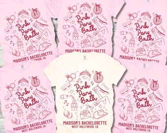 Personalized Pink Pony Bach Club Bachelorette Party Shirts, Custom Comfort Colors® Matching Team Bride T, Disco Cowgirl Bridal Party T Shirt