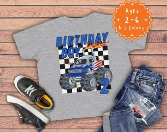 Monster Truck Birthday Shirt for Boys, Monster Truck 2nd 3rd 4th 5th 6th Birthday Party T, Birthday Boy Toddler Shirt, Boys Birthday Tee