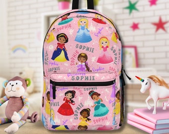 Personalized Princess Backpack with Name, Custom Princess Backpack, Girls Name Backpack, Christmas Birthday School Gift for Toddler Girl