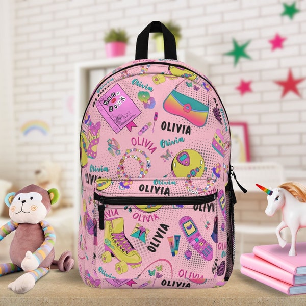 Personalized Backpack for Girls, Y2K 2000s Style Retro Custom Backpack Kids, Christmas Birthday Gift for Cool Teen Tween Toddler Girl Gift