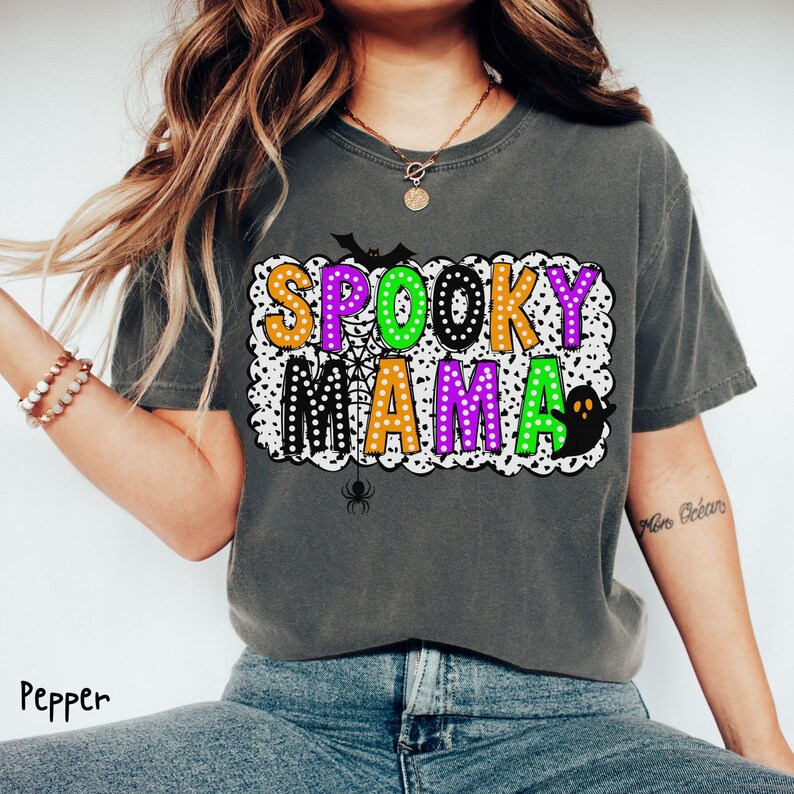 Funny Halloween Shirt for Mom, Comfort Colors® Spooky Mama Halloween T Shirt, Cute Plus Size
