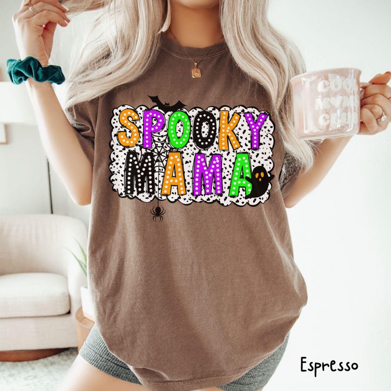 Funny Halloween Shirt for Mom, Comfort Colors® Spooky Mama Halloween T Shirt, Cute Plus Size