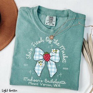 Strawberry Personalized Bachelorette Party Shirts, Custom Comfort Colors® Fresh Off Market Berry Matching Team Bride Tee, Bridal Party Gift