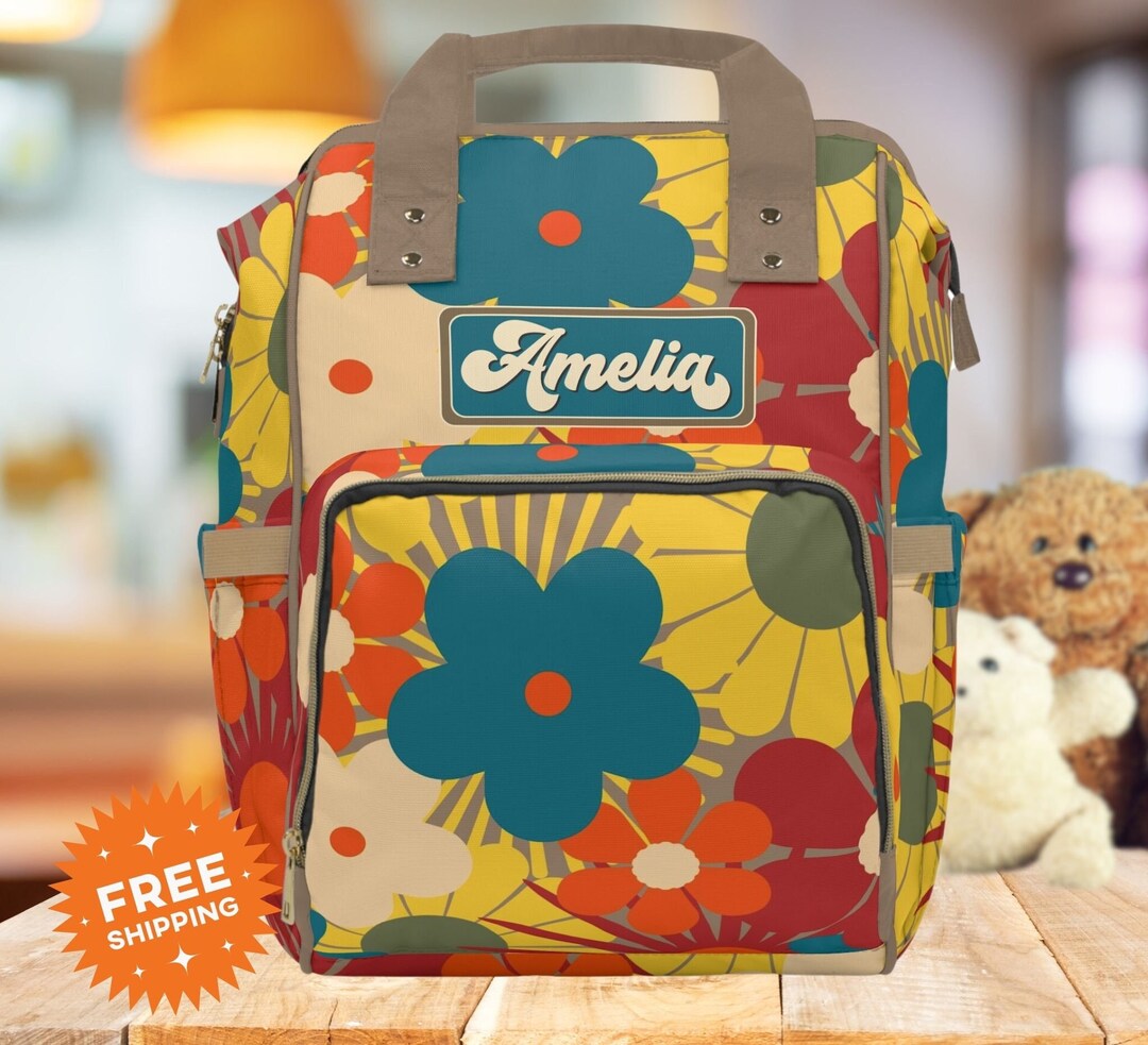 Personalized Hippie Floral Diaper Bag Backpack Personalized - Etsy