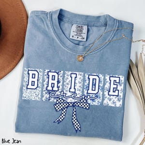 Bachelorette Party Shirts, Comfort Colors® Bride Team Bride Shirt, Blue Toile Floral Something Blue Matching Bridesmaid T, Bridal Party Gift