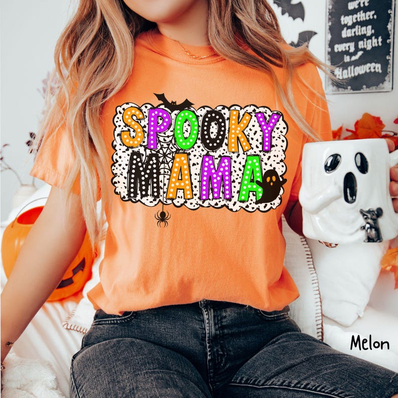 Funny Halloween Shirt for Mom, Comfort Colors® Spooky Mama Halloween T Shirt, Cute Plus Size