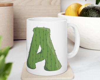 Letter A Green Initial Mug | Letter Mug Cup Initial A | Personalized Initial Mug | Alphabet Mug | Letter Mug | Gift for Loved Ones | 11oz