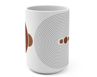 Bohemian Geometric Abstract Art On Mug | Minimalist Boho Mid Century Abstract Art Ceramic Mug (11oz, 15oz & 20oz)