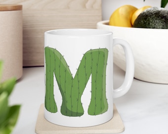 Letter M Green Initial Mug | Letter Mug Cup Initial M | Personalized Initial Mug | Alphabet Mug | Letter Mug | Gift for Loved Ones | 11oz
