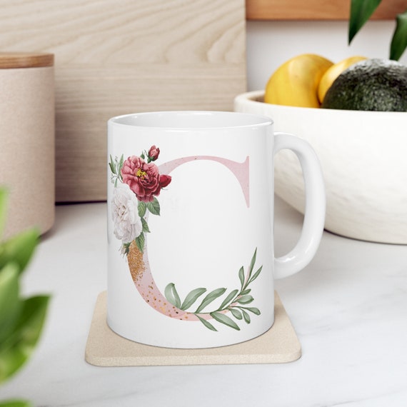 Letter C Floral Alphabet Coffee Mug | Name Begins With C | Initial Mug |  Initial Coffee Cup | Birthday Gift | Watercolor Flowers Mug | 11oz - Etsy