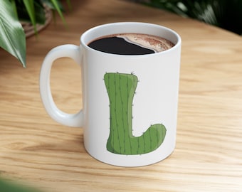 Letter L Green Initial Mug | Letter Mug Cup Initial L | Personalized Initial Mug | Alphabet Mug | Letter Mug | Gift for Loved Ones | 11oz
