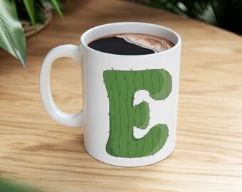Letter E Green Initial Mug | Letter Mug Cup Initial E | Personalized Initial Mug | Alphabet Mug | Letter Mug | Gift for Loved Ones | 11oz