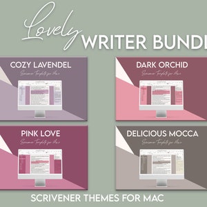 Scrivener Themes for mac - LOVELY WRITER BUNDLE - 4 beautiful Scrivener templates
