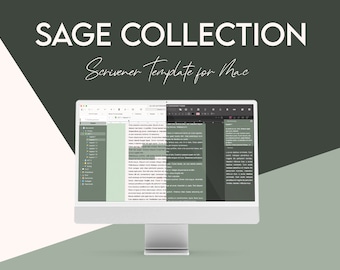 Scrivener-teman för Mac - Sage Collection - Mörkt och ljust läge - Scrivener-mall