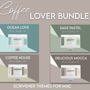 Scrivener Themes for mac - COFFEE LOVER BUNDLE - 4 beautiful Scrivener Templates