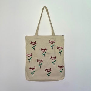 Sac fourre-tout Hu brodé | Soufi | Cadeau islamique femme | Cadeau de l'Aïd | 100 % coton réutilisable avec fermeture éclair | Mode hijabi | Vêtements musulmans