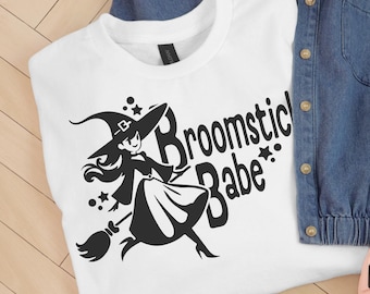 Besenstiel Baby Hexe SVG: Halloween T-shirt Design (digitaler Download)