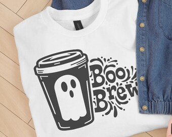 Boo Brew Ghost Coffee SVG: Halloween Cricut T-Shirt Design (Digital Product)