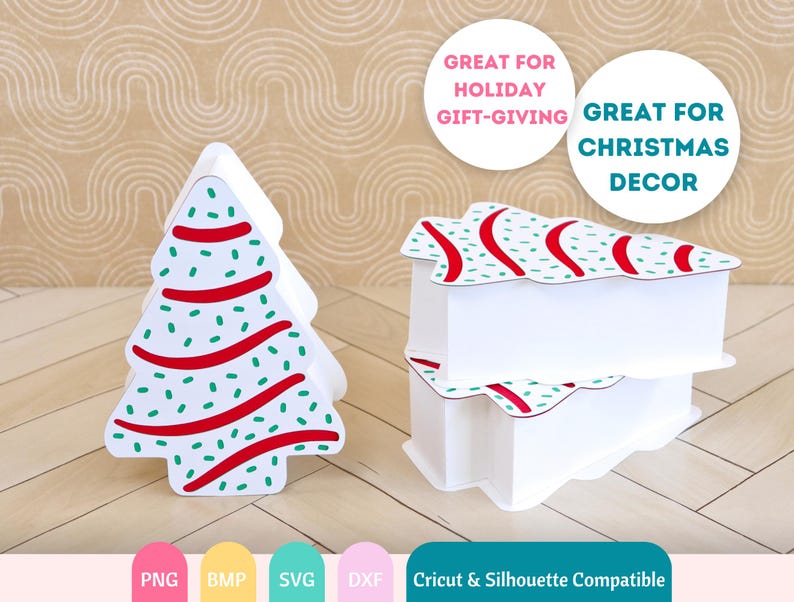 Caja de regalo con forma de árbol de Navidad (SVG): Manualidad de papel 3D (Descarga digital) imagen 4