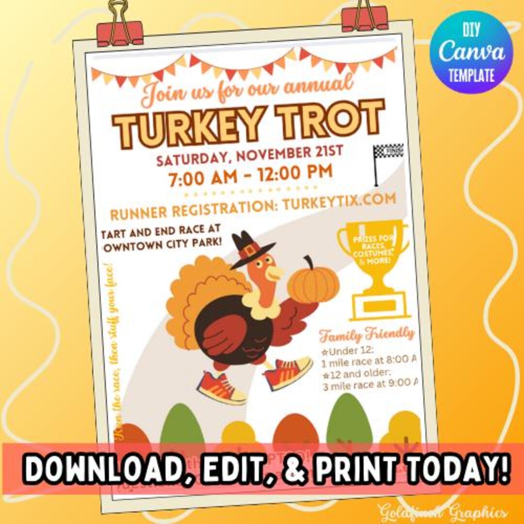 Turkey Trot DIY Flyer Template - Etsy