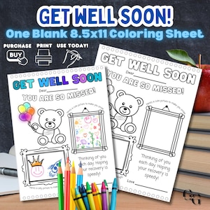 Get Well Soon Printable Coloring Sheet PDF, Get well from student to student, Coloring Sheet for absent student