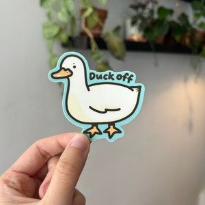 Duck off vinyl sticker | laptop water bottle vinyl decal | punny duck/goose sticker