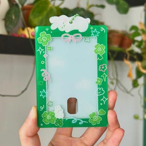 Porta-cartão fotográfico Clover | chaveiro de acrílico para pc