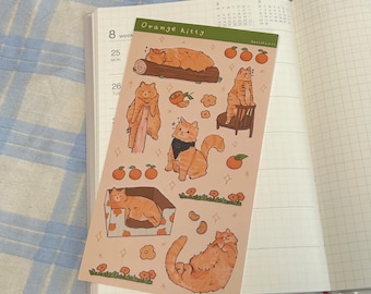 Orange cat sticker sheet | Matte Vinyl
