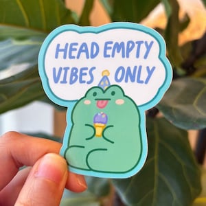Head Empty Vibes Only Frog Vinylklistermärke - Laptopdekal