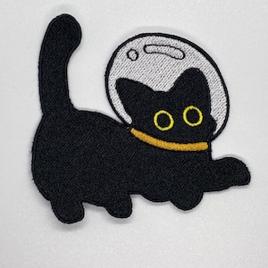 Weltraum Katze Stickerei Aufbügler, Katze Aufbügler Aufbügler, gestickte Aufbügler Aufbügler, Patches für Jacke, Logo zurück Aufnäher,