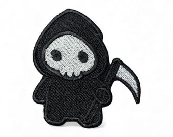 Reaper Embroidered Patch: Chibi Grim Reaper Iron-On/hook and loop Gift