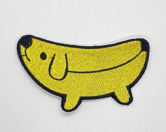 Patch fer à repasser chien banane, écussons nuage, écussons animaux, fer à repasser brodé, écussons pour veste, écusson logo dans le dos,