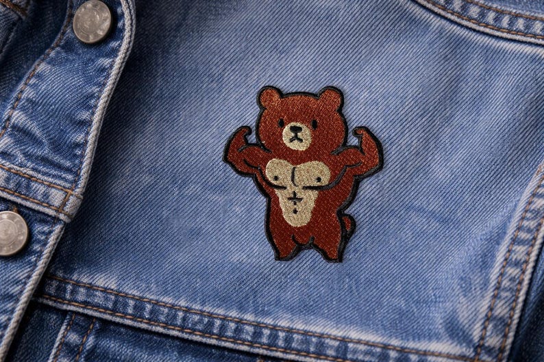 Unreasonably Buff Bear Iron-on/hook and Loop Patch – Patch for Jackets ...