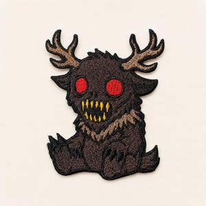 Toppa ricamata Wendigo inquietante – Cryptid termoadesiva/a strappo per giacca e zaino