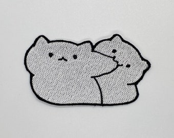 Patch thermocollant pour couple de chats mignons, patchs chat, fer à repasser brodé, patchs pour veste, patch logo au dos,