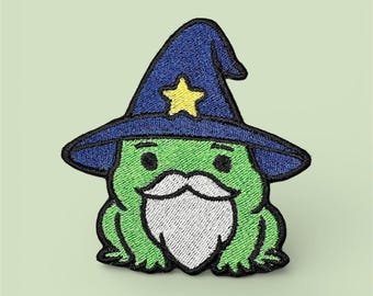 Wizard Frog Embroidered Patch – Kawaii Mage Iron-On Badge