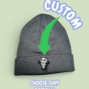 Choose Any Design From My Shop – Custom Patch Beanie | Sewn & Iron-On Embroidered Beanie |