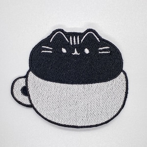 Coffee Cat Iron On Patch, Cat patches iron on ,Embroidered Patch Iron, Patches For Jacket ,Logo Back Patch,