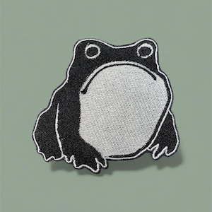 Parche bordado de rana caprichosa – Termoadhesivo/velcro para chaqueta y mochila