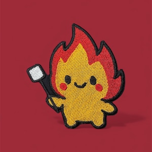 Parche termoadhesivo bordado de Fire Friend: Parche con personaje de llama