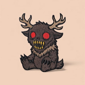 Creepy Wendigo Embroidered Patch – Cryptid Iron-On/hook and loop for Jacket & Backpack