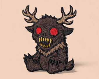 Creepy Wendigo Embroidered Patch – Cryptid Iron-On/hook and loop for Jacket & Backpack