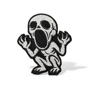Parche de terror Screamer: diseño de monstruo bordado con plancha y cierre autoadherente