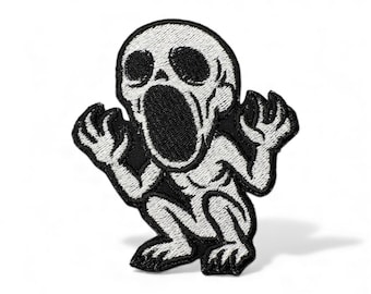 Parche de terror Screamer: diseño de monstruo bordado con plancha y cierre autoadherente