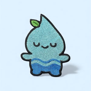Geborduurde patch Water Friend druppelblad – opstrijken of vastnaaien