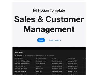 Notion Template Sales and Customer Management, Ultimate Order Tracker, Notion Sales Manager, Accessible Product and Service Overview