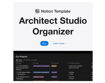 Notion Template Architect Studio Organizer, Ultimate Studio Manager, Notion Project Management, Architecture Portfolio Template